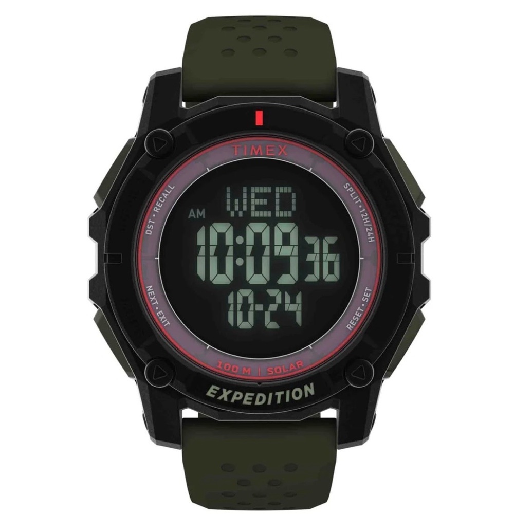 Timex Expedition Solar Digital Watch - Olive Green Silicone Strap